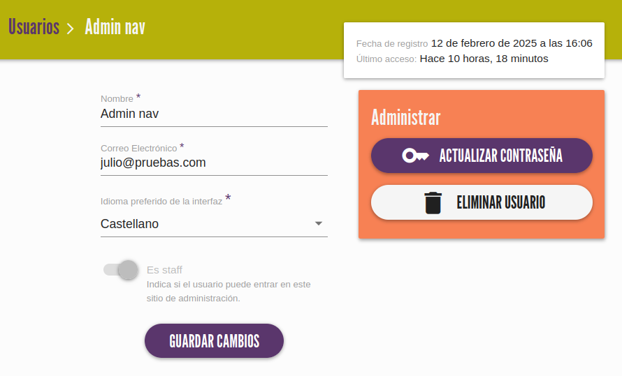 Editar usuario registrado