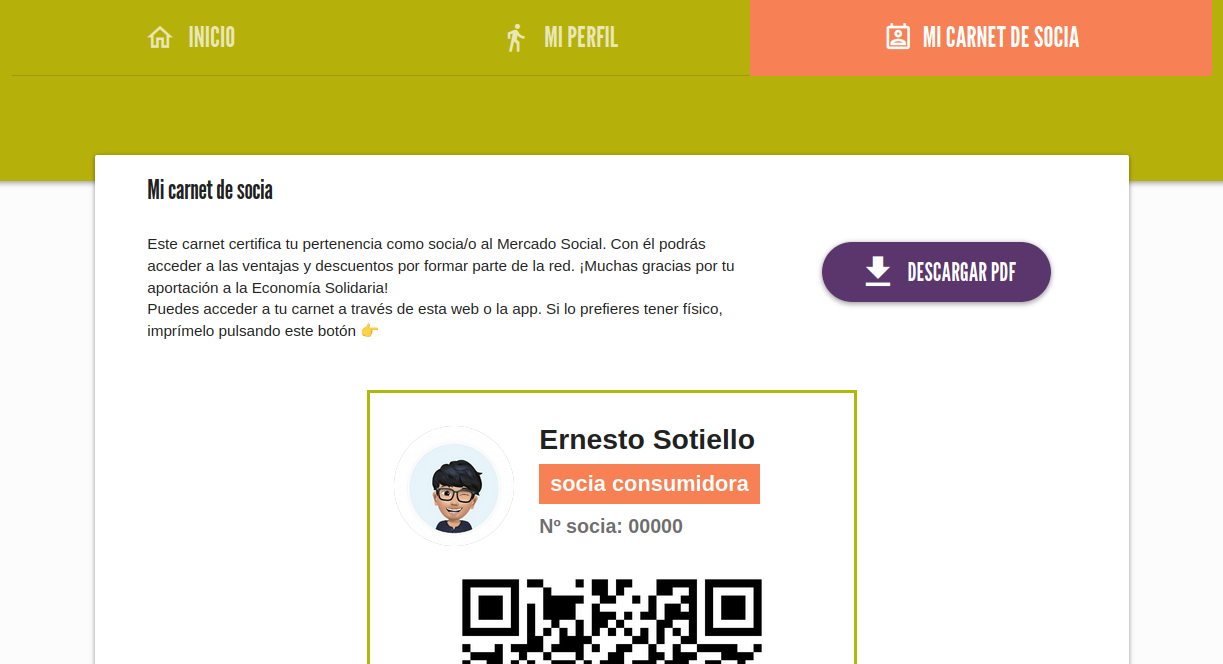 Panel consumidora carnet