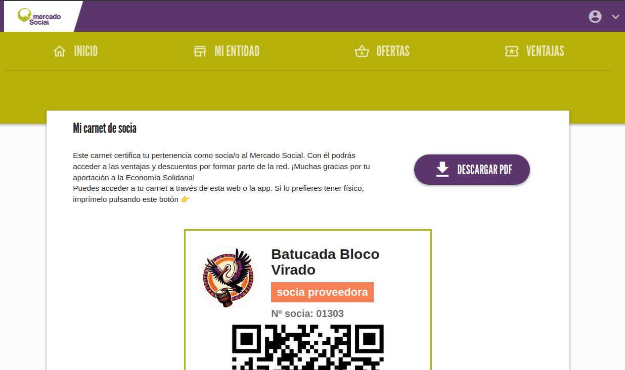 Panel entidad carnet