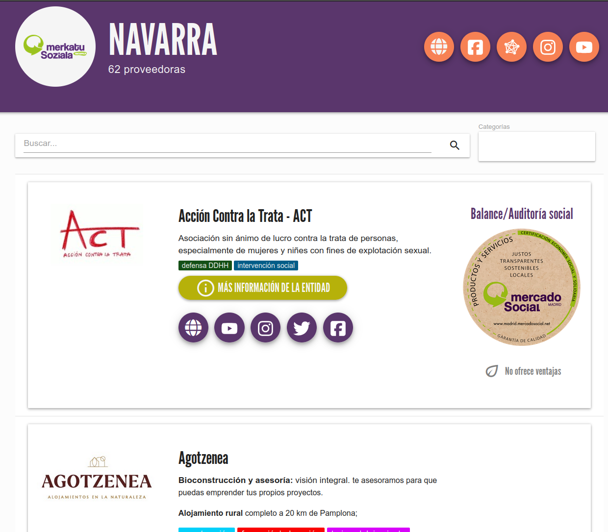 Web pública, entidades Navarra